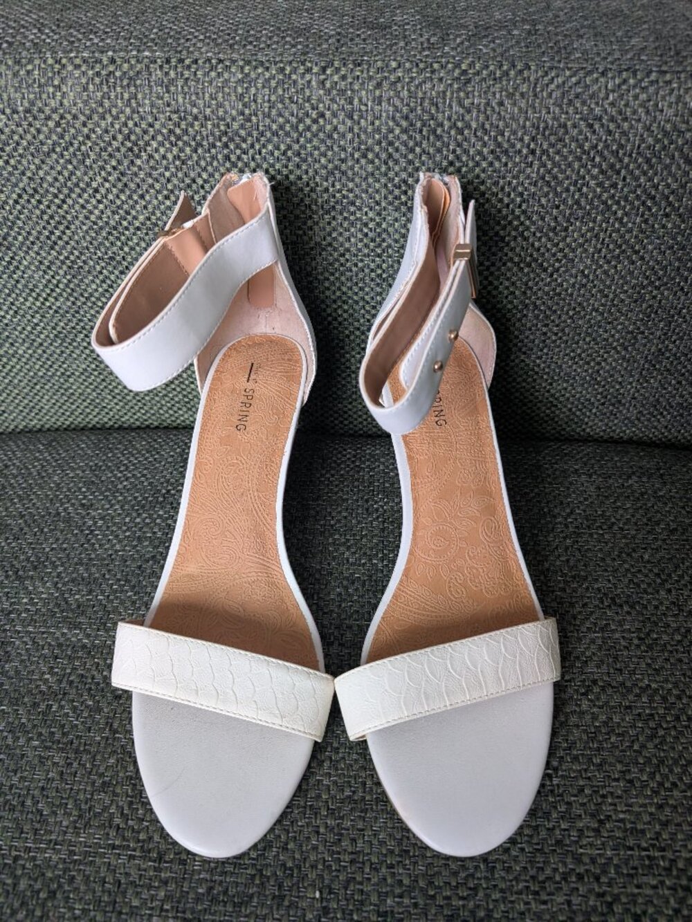 Call It Spring White Block Heel Sandals